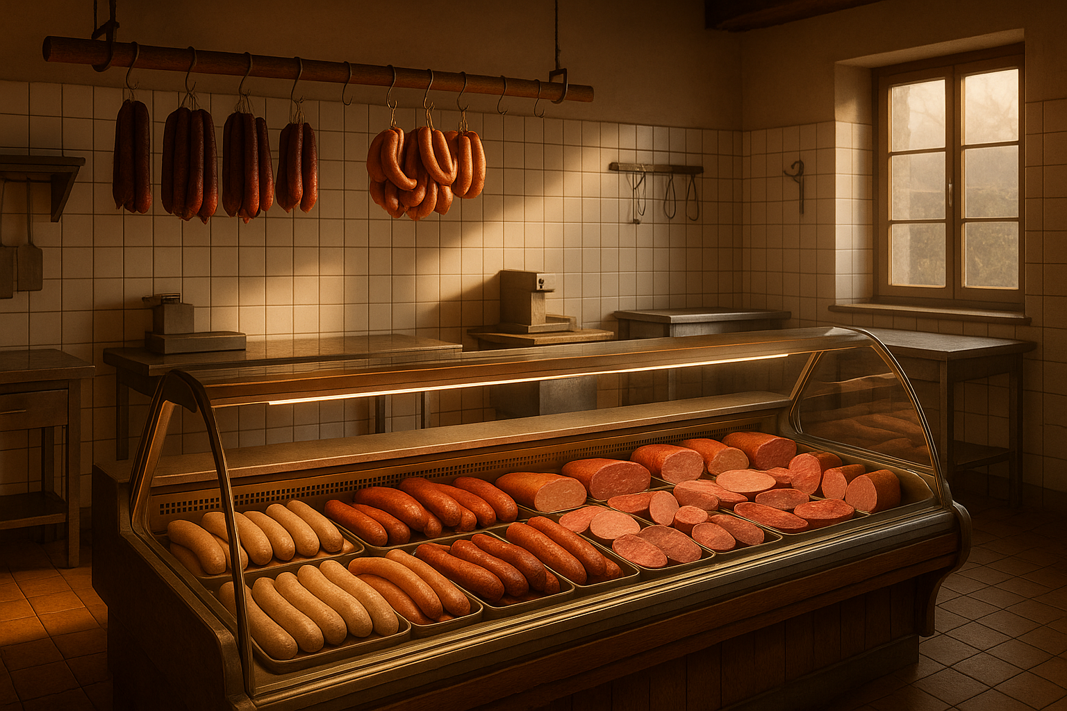 Blick in die Werkstatt der Metzgerei Sieber mit Fachbedienungstheke